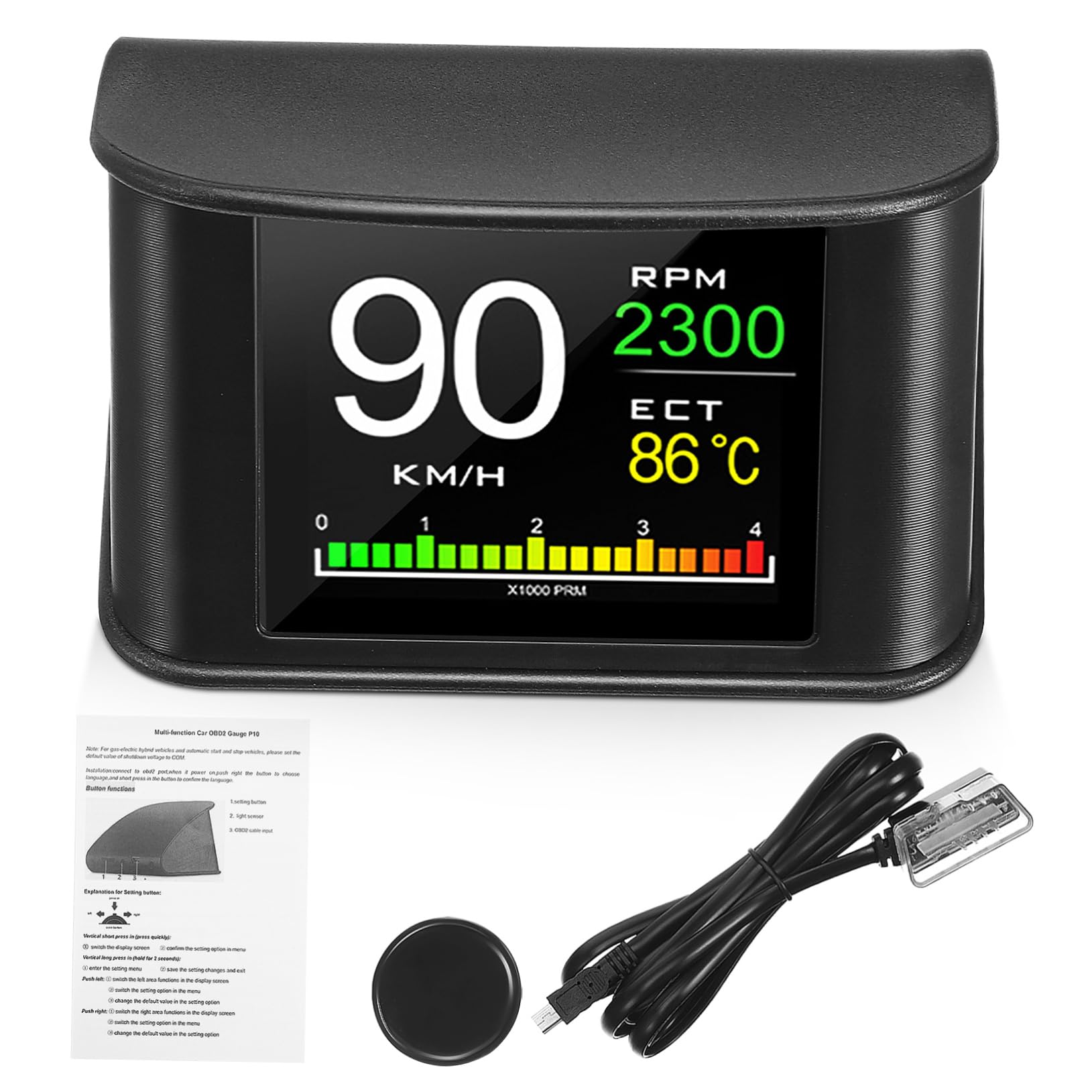 Didiseaon Display Auto Portatile Hud Tachimetro Digitale con Schermo Lcd per Visualizzazione Velocità e Sicurezza Durante Viaggi Lunghi e Spostamenti di Lavoro