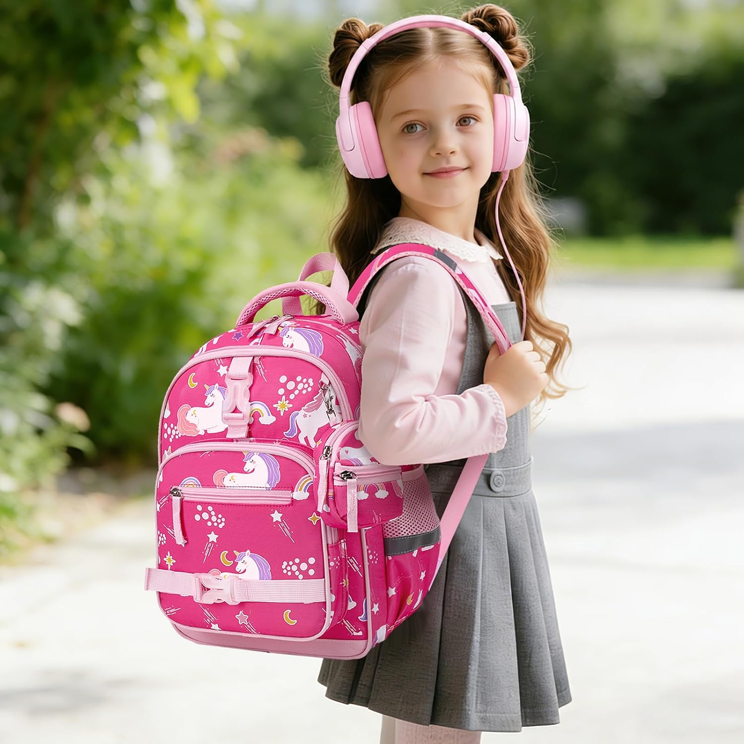 5pcs Luminous Kids Backpack Girls Headphones