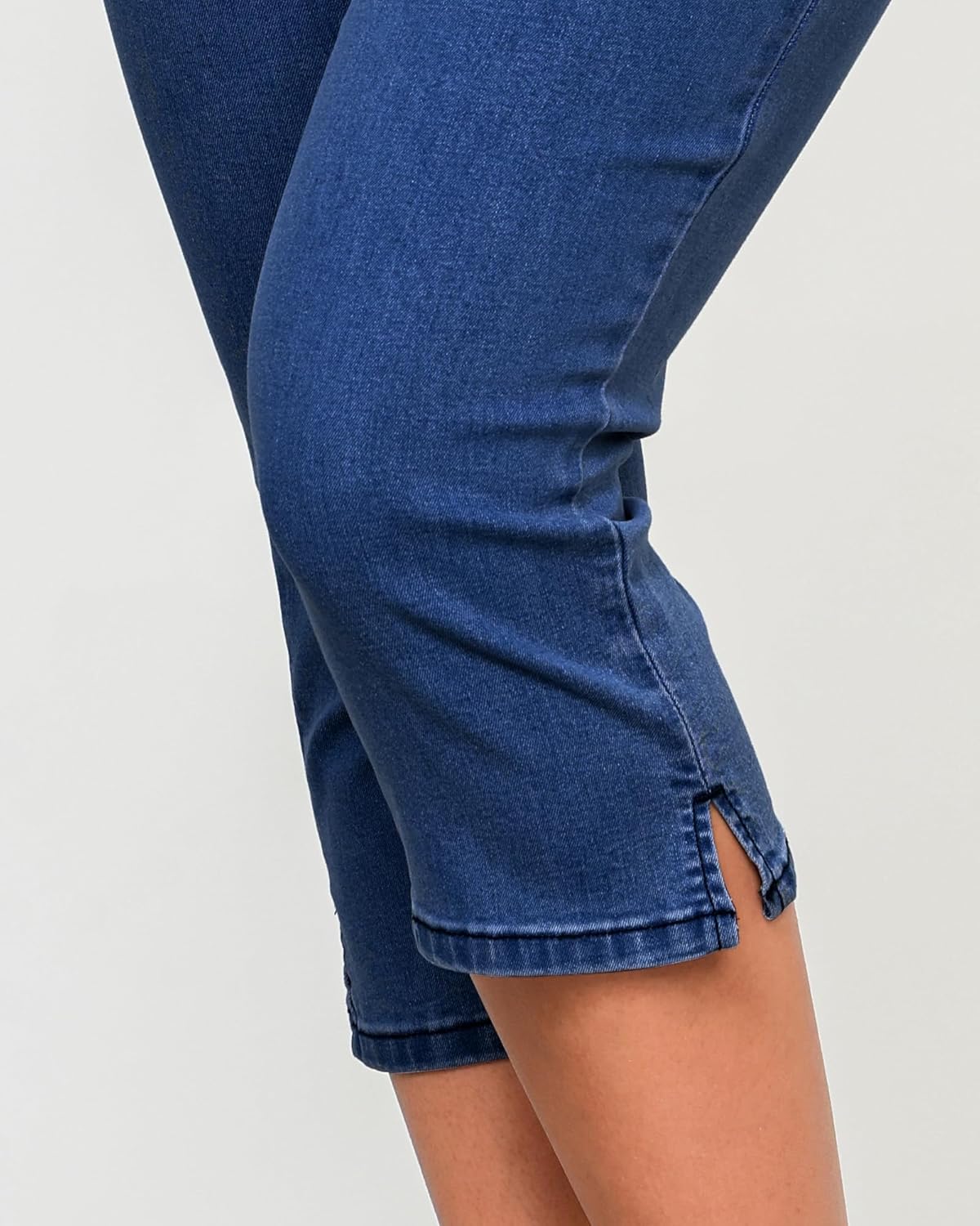 GRAPENT Capris Jeans for Women High Waisted Trendy Pull On Elastic Waist Split Hem Skinny Stretchy Denim Capri Pants - Image 5