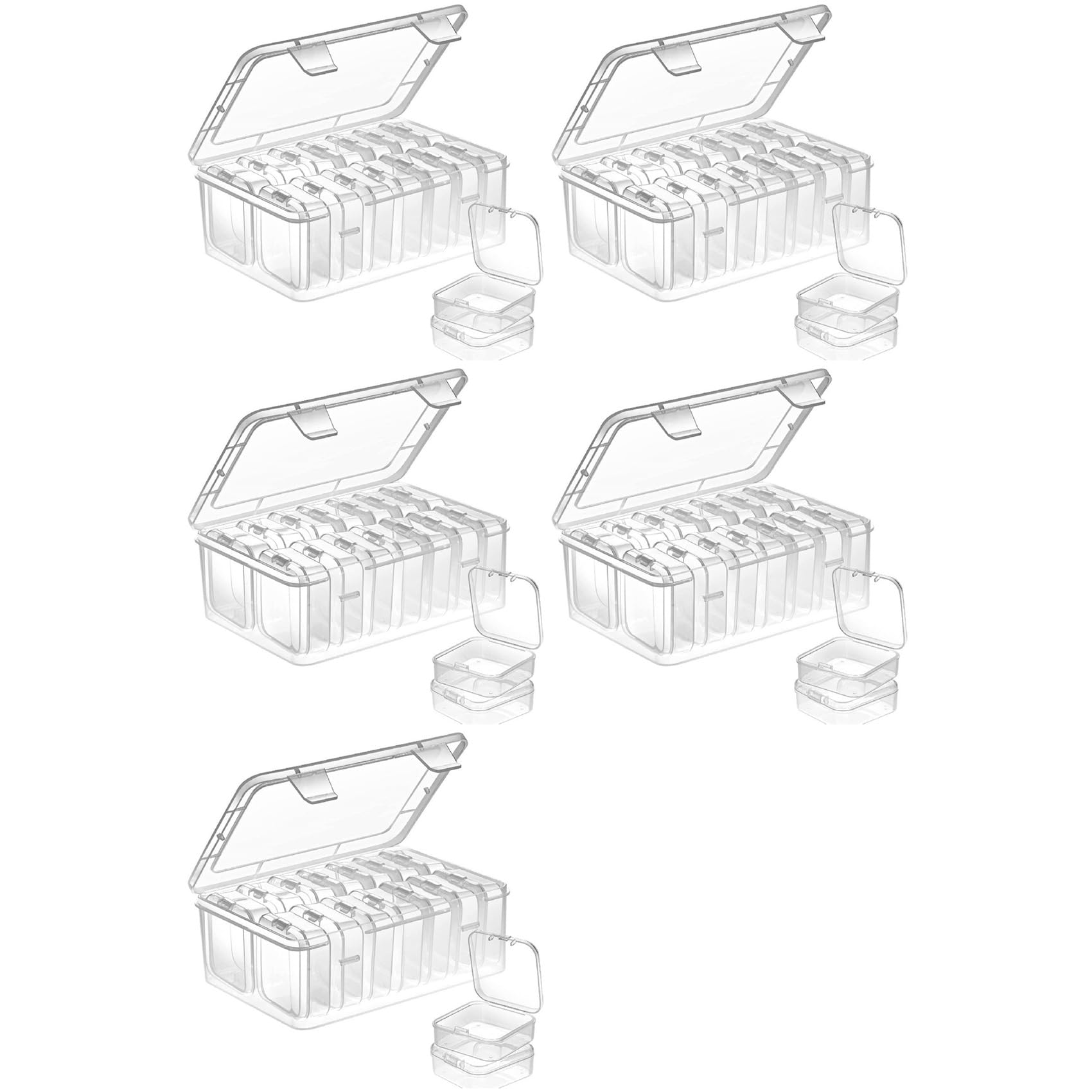 Hndhbfgrt 5X Small Storage Box with Lid Small Plastic Clear Box Plastic Storage Container Box Empty Mini Organiser for Small Items