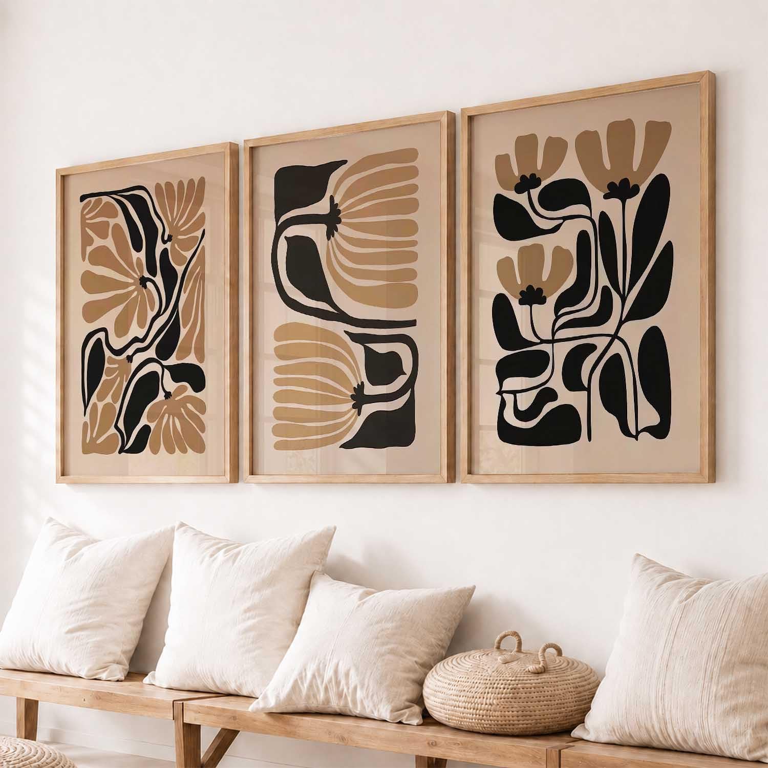 Bohemian Wall Art Set - Floral Prints with Frame -16 Bohemian Wall Art Set - Floral Prints with Frame -16