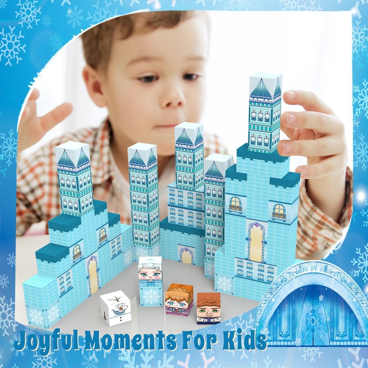Allenjoy 80PCS Winter Ice Princess Castle Magnetic Blocks STEM Educational Magnet Building Set for Kids Ages 3+ Creative Birthday Christmas Xmas Holiday
