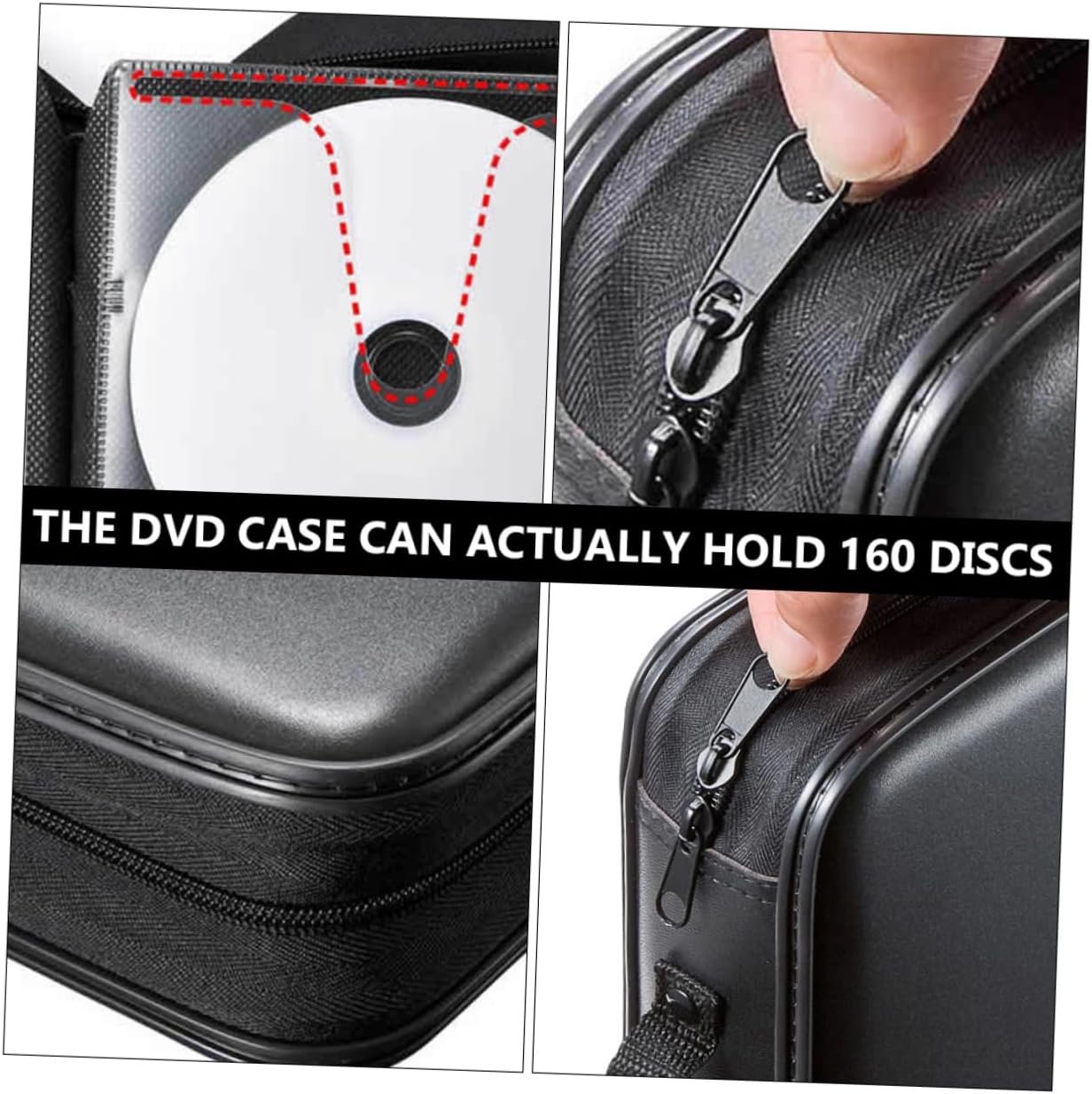 Happyyami Large Capacity CD Storage Case 160 Disc Portable DVD Organizer for Car PP Material Waterproof and Detachable Design for Movies and Music