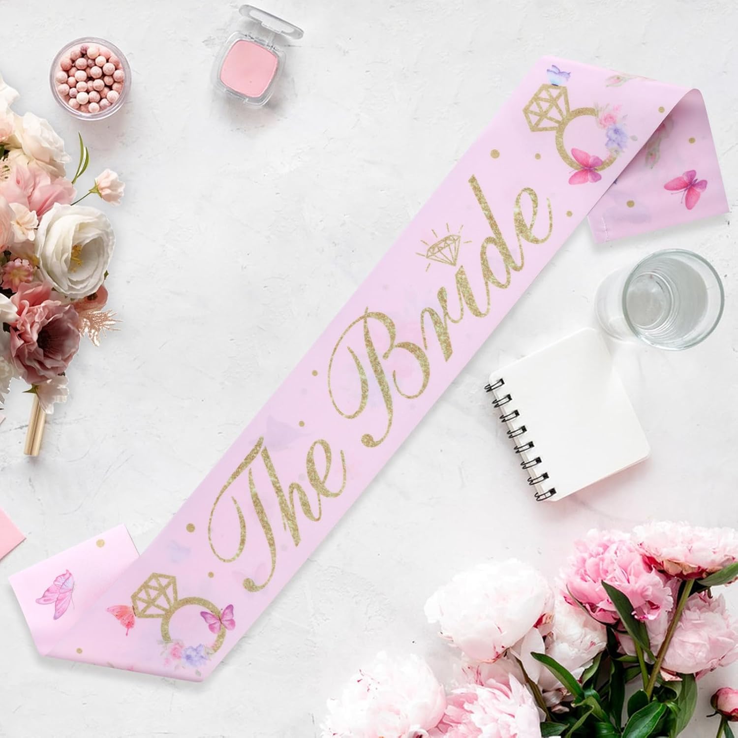 Jollyboom Butterfly Bridal Shower Sash, Butterfly Floral Bachelorette Party Decorations the Bride Sash for Engagement Wedding Bachelorette Party Bridal Shower