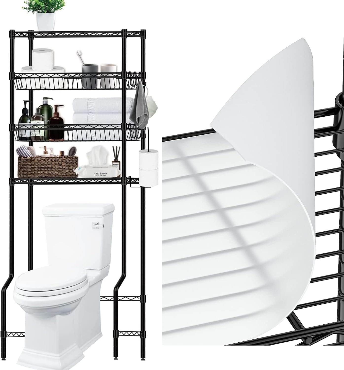 Amazon.com: Folews Bathroom Organizer Over The Toilet Storage, 4-Tier ...