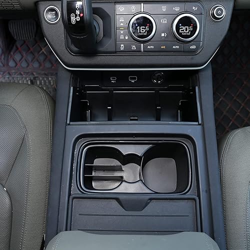 Miniatura 6 de Para Land Rover Defender 90 110 2020-2022 Car Styling ABS Negro Caja de almacenamiento central de coche Caja de teléfono Accesorios de coche (estilo