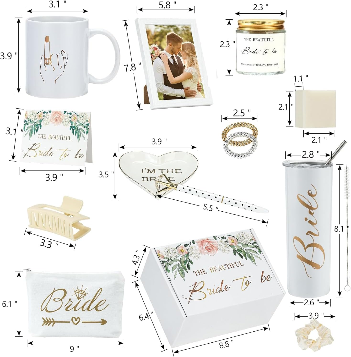 Bride To Be Gifts Box - Perfect Bridal Shower Gifts for Her, Engagement & Bachelorette Party! Includes 20 oz Stainless Steel Straws - Image 3