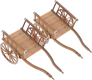 STOBOK 2Pcs Miniature Farming Cart Model Dollhouse Miniature Barrows Simulation Cart Ornaments Landscape Decorations Ancient Wagon Farm Tool Toys