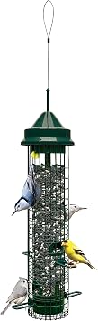 Squirrel Buster Classic Squirrel-proof Bird Feeder w/4 Feeding Ports, 2.4-pound Seed Capacity | Weight-Activated Shroud Blocks Squirrels, 4 Feeding Ports, 2.4 Lb Seed Capacity, 32 Height, Tool-Free Disassembly