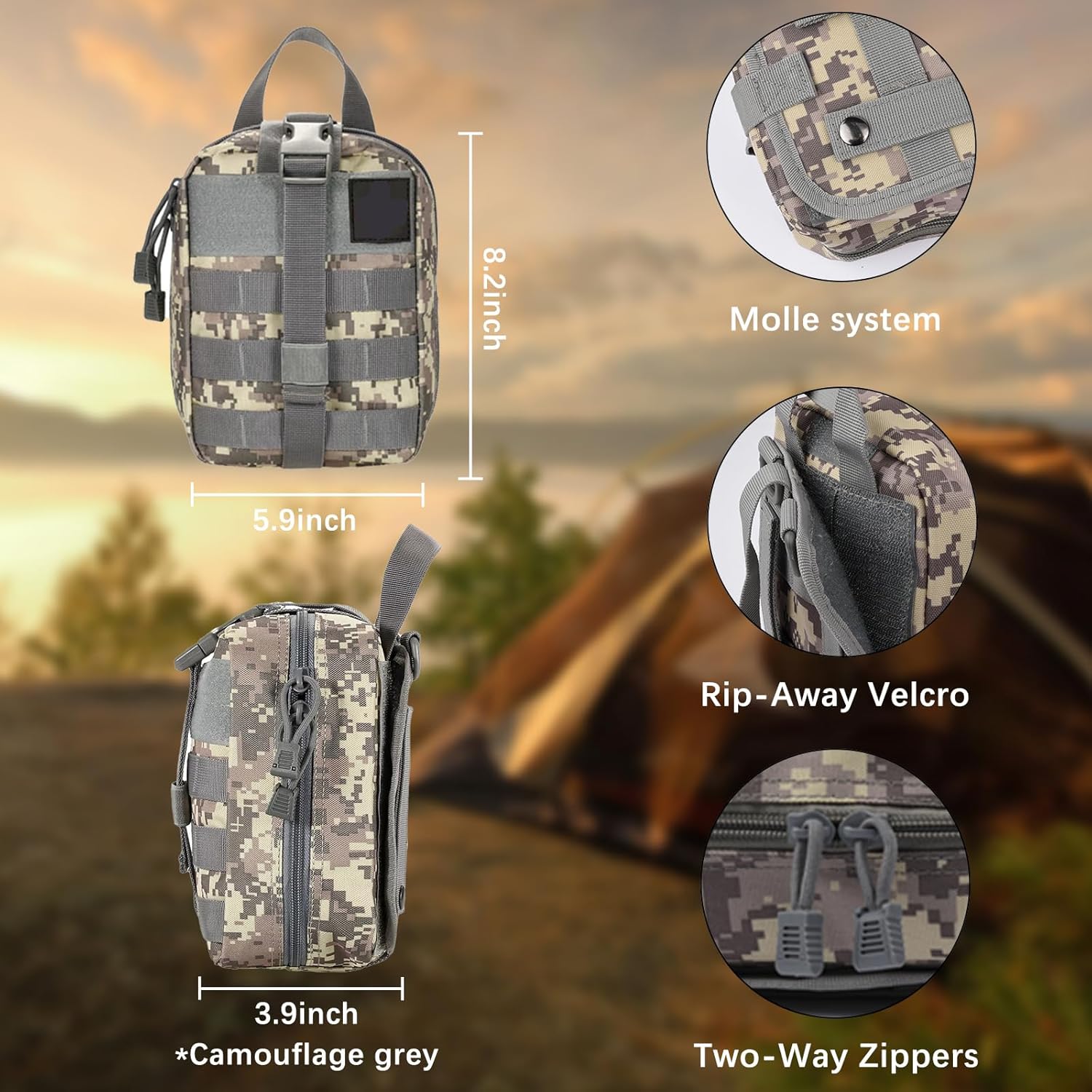 Tactical IFAK Trauma First Aid Kit - Molle Pouch Emergency Survival Kit with Vented Chest Seal, Israeli Bandage, Splint, Thermal Blanket & Gloves for Military, Car, Travel, Hiking, Camping & Outdoor