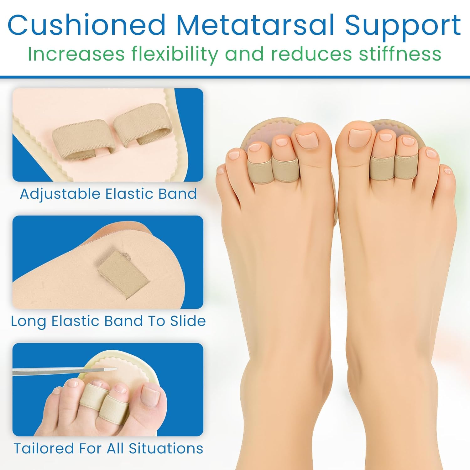 ViveSole Budin Splint Toe Straightener (Pair) - Hammer Toe Corrector for Women, Men - Crooked Toe, Joint Realign Cushion Brace for Claw, Curled - Metatarsal Support Loop Guard Alignment Corrector Wrap - Image 7