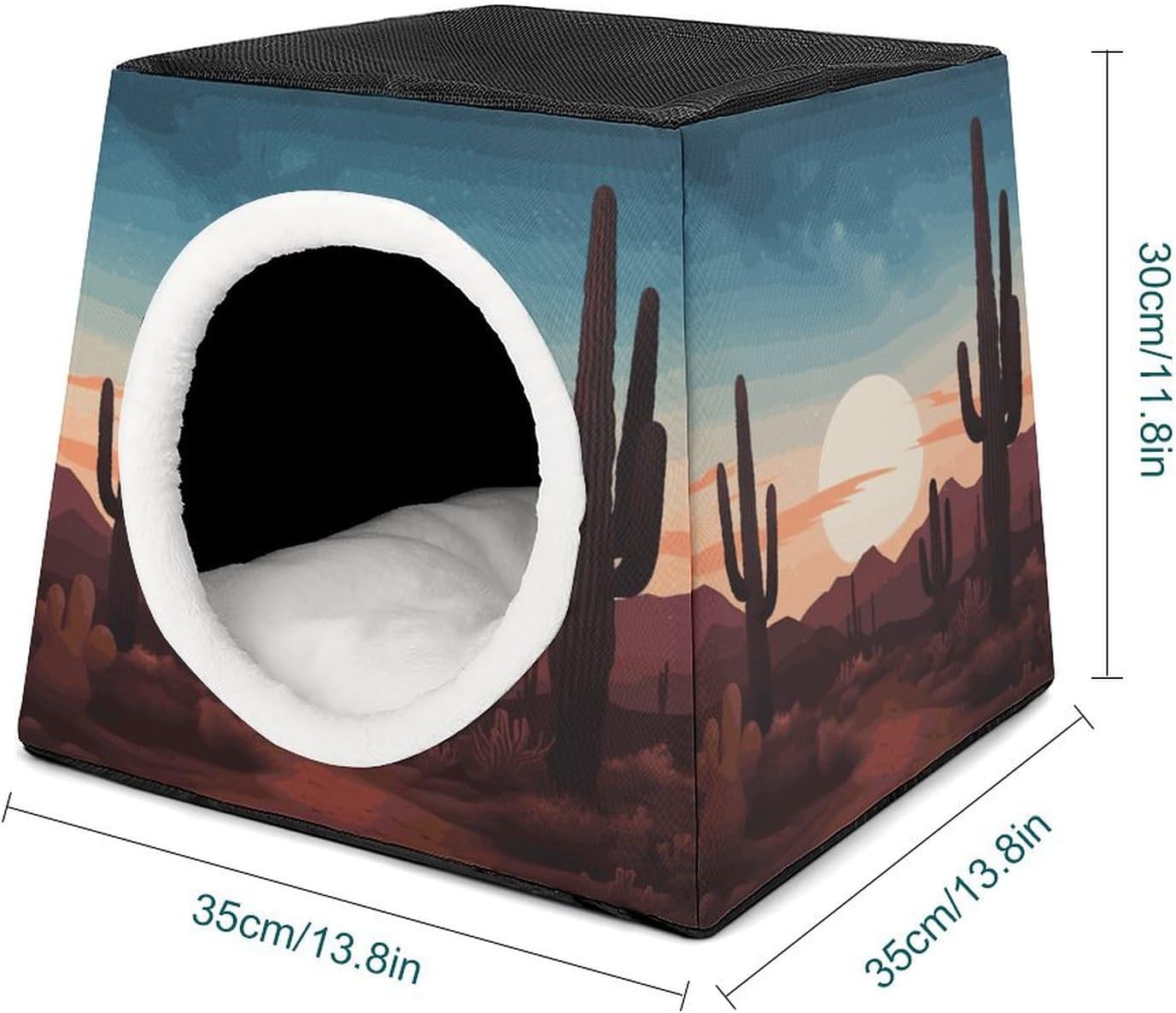 Pet Sleeping Nest Bed, Desert with Cactus Printed Dog House Cat Nest, Winter Pet House are Suitable for Most Cats, Dogs, and Other Small Pets