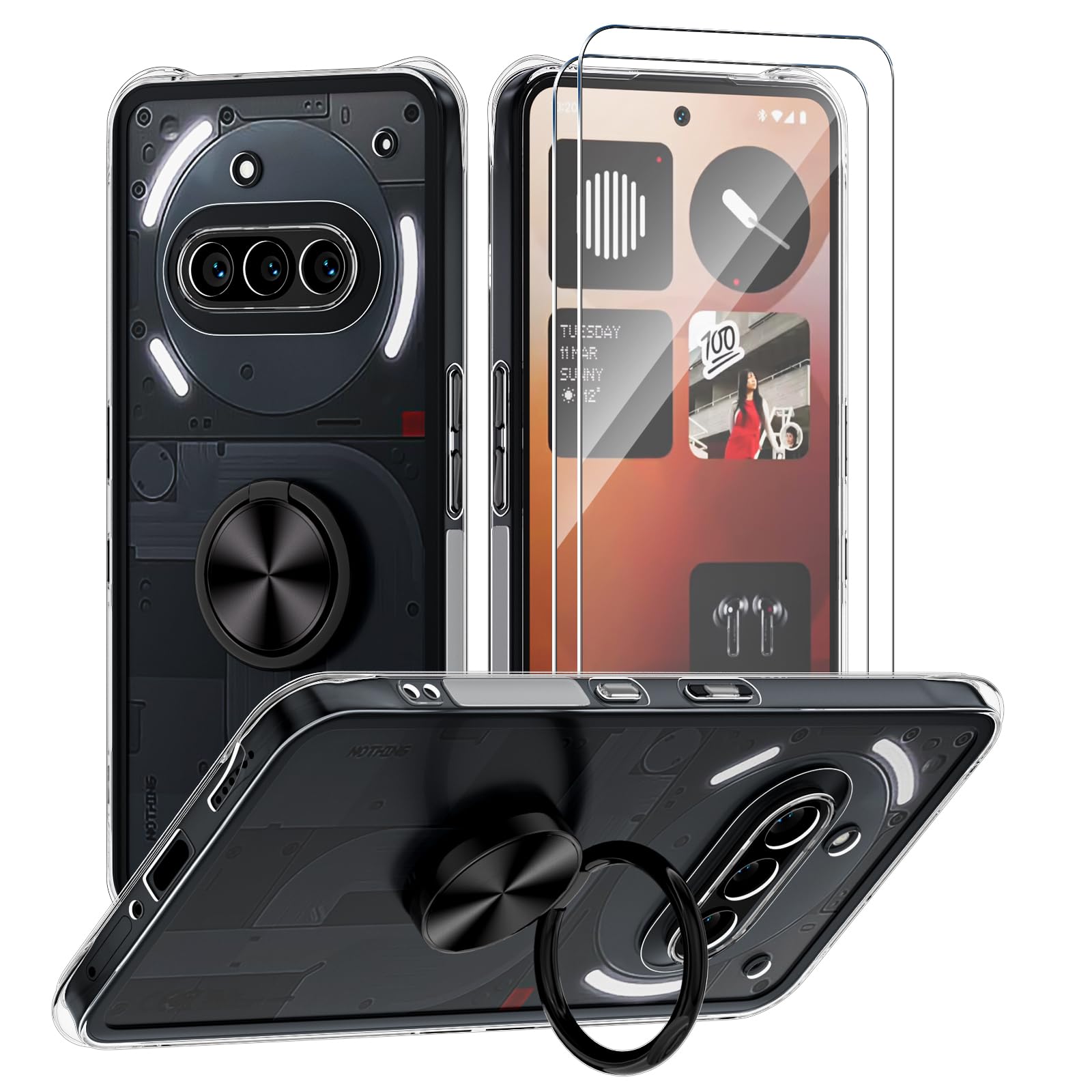 Coque Nothing Phone 3a transparente avec bague rotative antichoc - 8