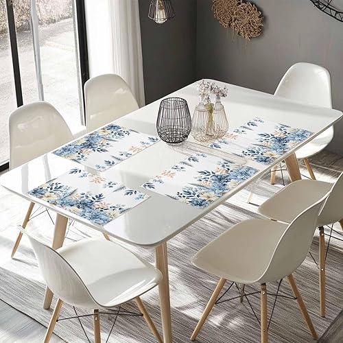 Vista 592 de Juego de 6 manteles individuales rojos para el día de San Valentín, diseño de corazón de San Valentín, resistentes al calor, lavables, manteles