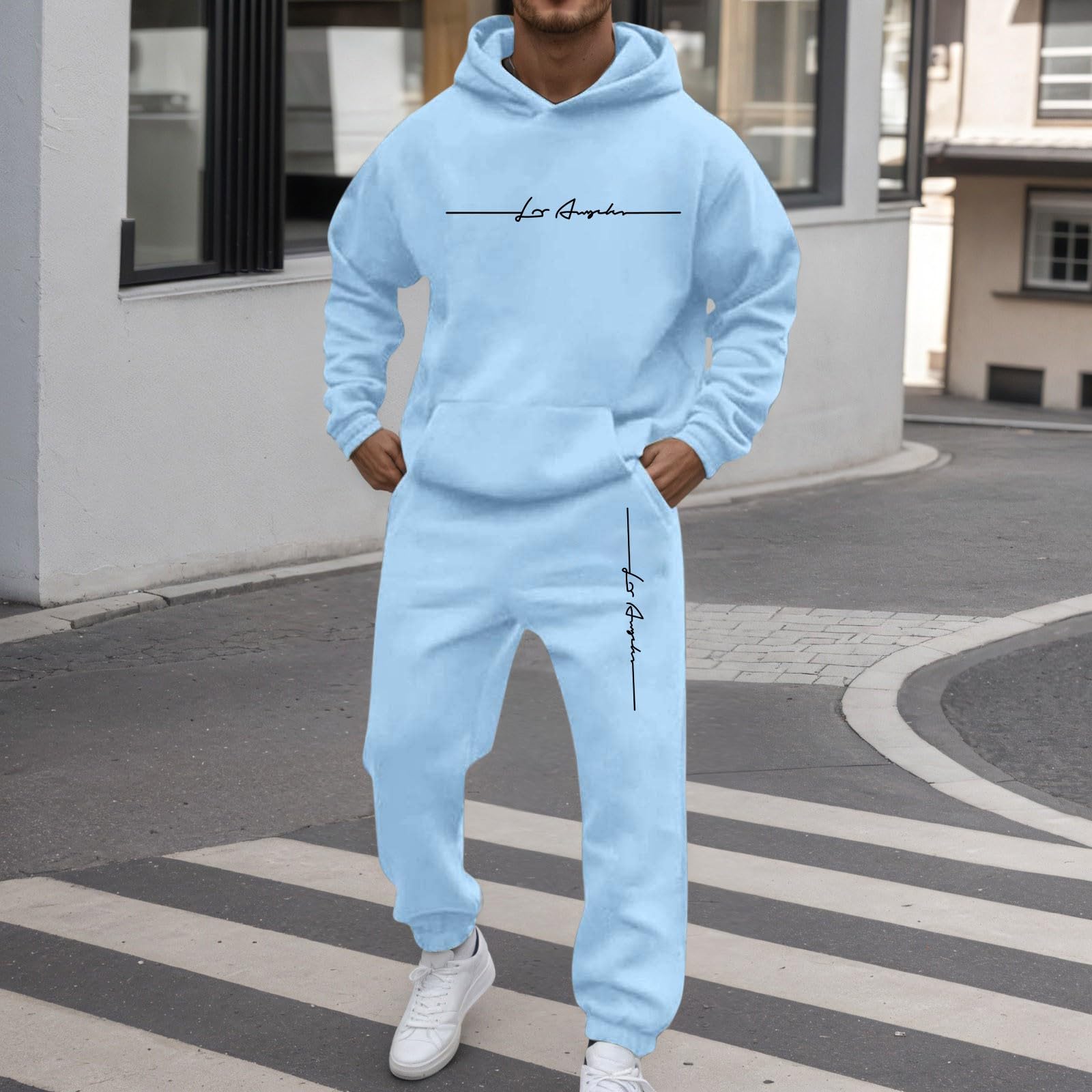 Chándal para hombre Y2K hip hop 2 piezas sudadera con capucha pantalones deportivos