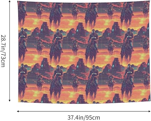 Miniatura 2 de Cyber Retro Western Cowboy Print Tapestry for Bedroom, Wall Hanging Tapestry for Bedroom Wall Room Decor Aesthetic Tapestries for Living Room Dorm