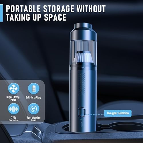 Miniatura 7 de Aspiradora inalámbrica para automóvil, mini aspiradora portátil 4 en 1, con 2 modos de succión y 16 kpa de potencia de succión que sopla e infla, 2