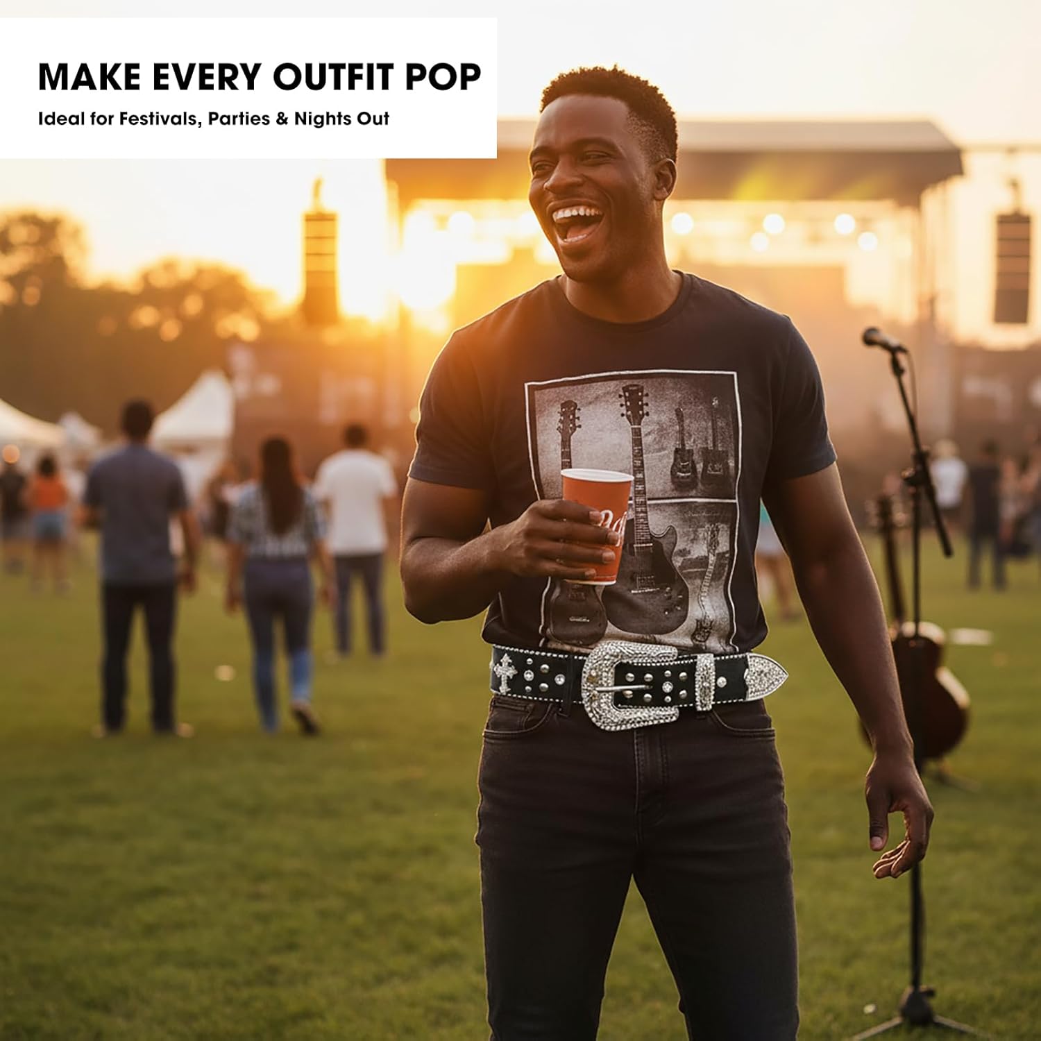 Rhinestone Belt for Men Women Sparkly Bling Diamond Sequin Studded Belt Western Cowgirl Cowboy Belt - Image 7