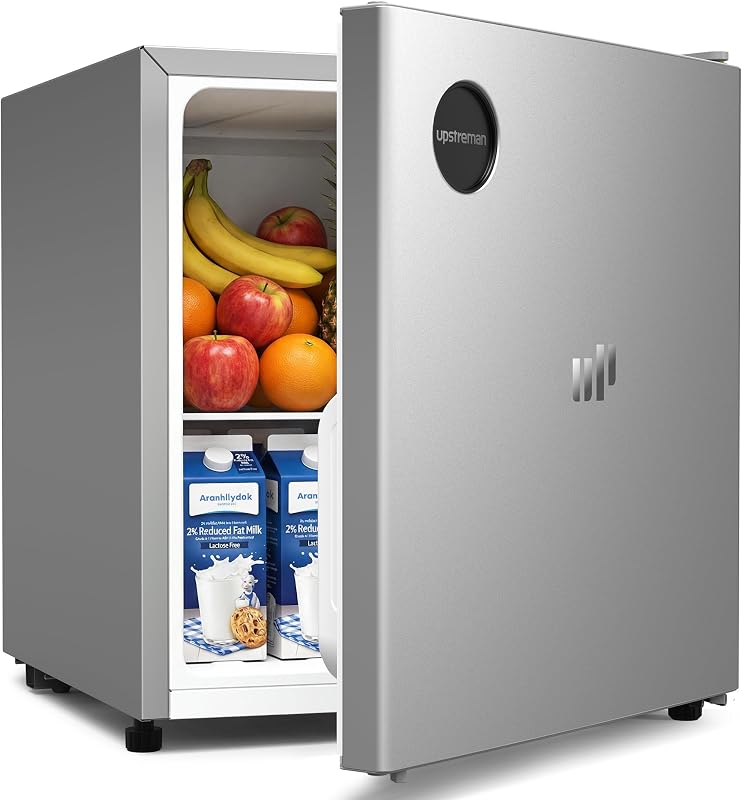 Upstreman 1.5 Cu.Ft All-Refrigerator Mini Fridge, Silver-CR16 | Dorm Fridge with 7-Level Thermostat, ENERGY STAR Certified, Reversible Door, Small Refrigerator for Office, Classroom