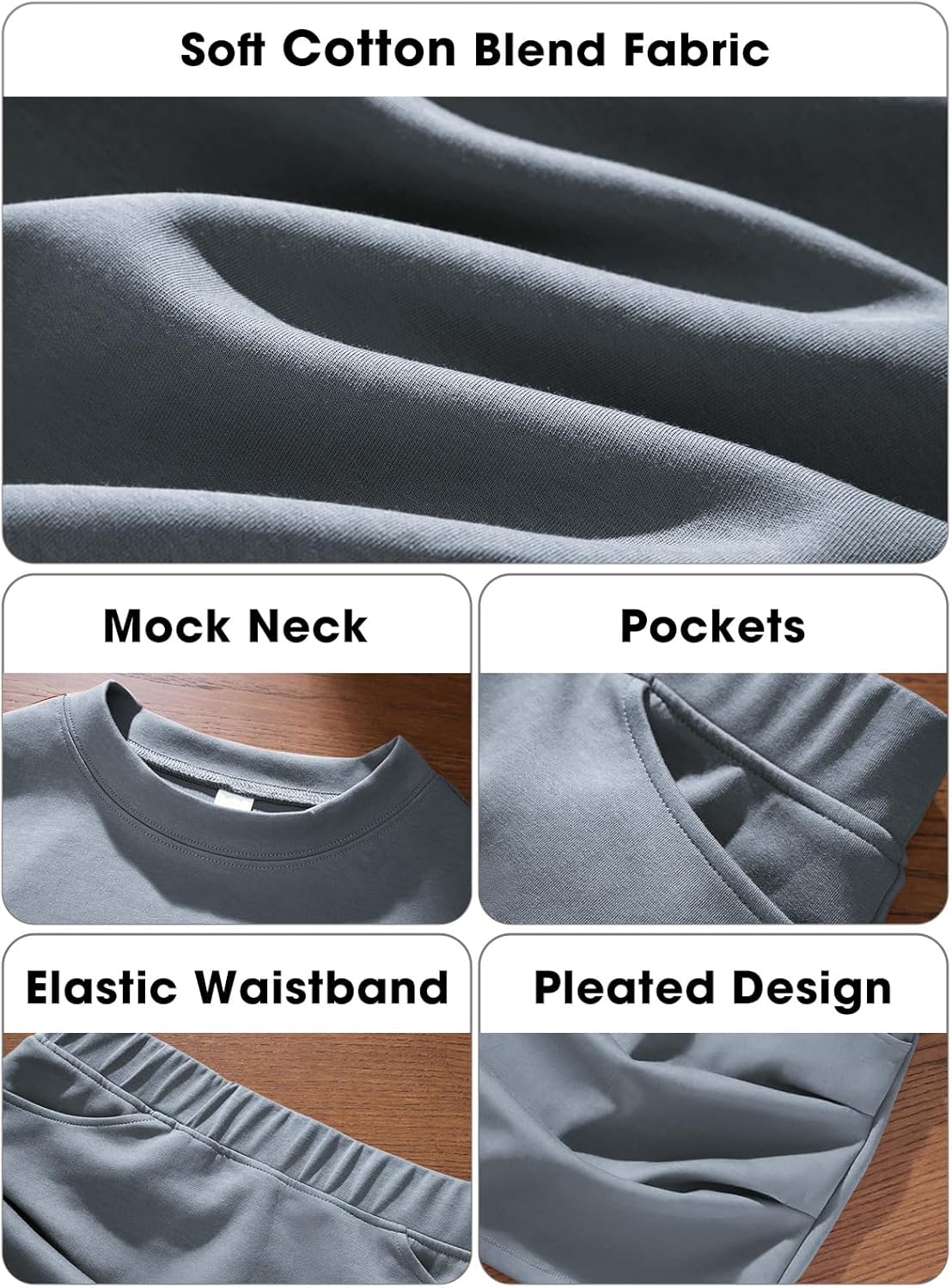 EXLURA Womens 2 Piece Skirt Sets Long Sleeve Mock Neck Sweatshirt Skort Matching Set Casual Airport Travel Spring Outfits - Image 6