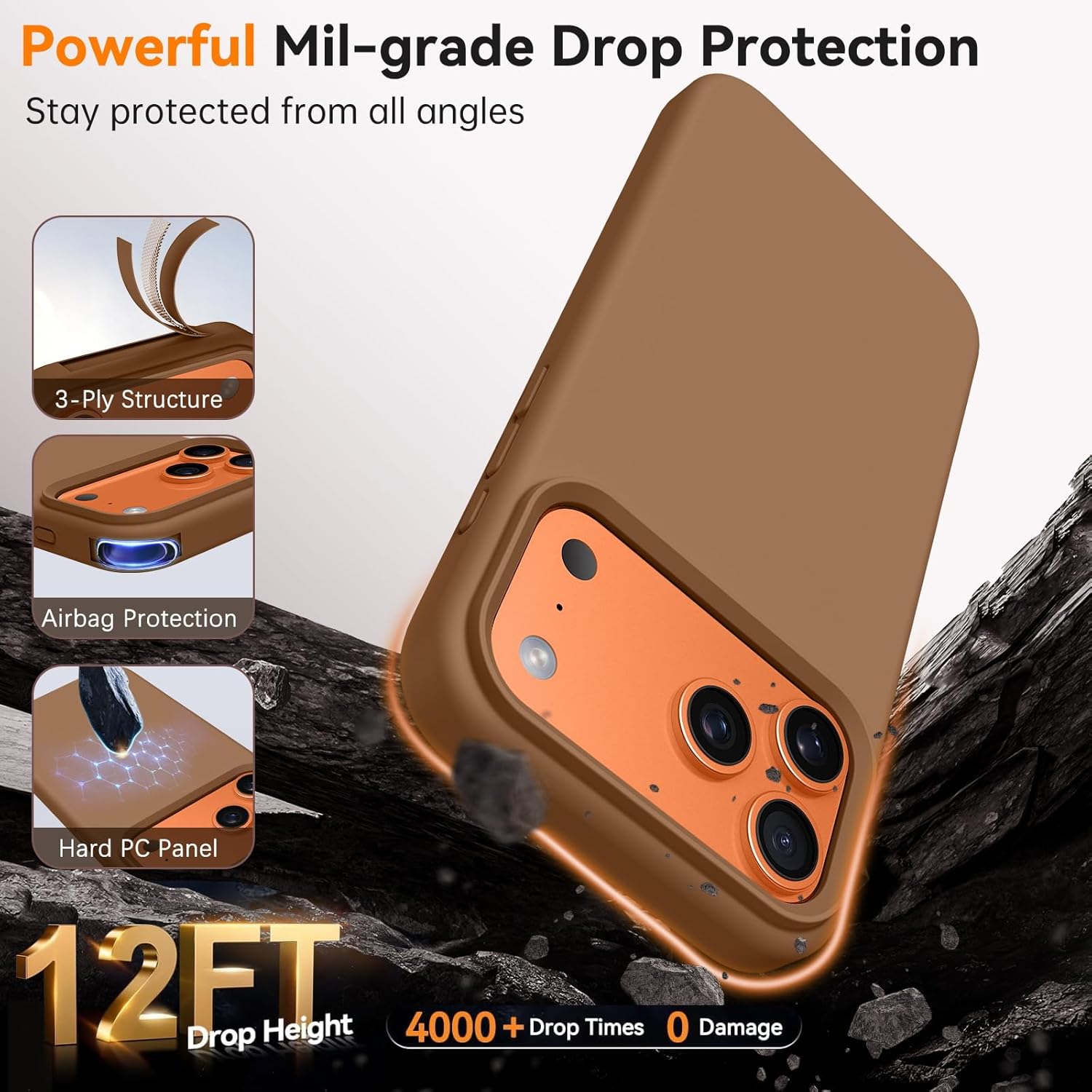 BENTOBEN Magnetic for iPhone 17 Pro Case 6.3", Compatible with Magsafe, Silky Liquid Silicone, Slim Soft Full-Body Shockproof Protective, Women Men Phone Cover for iPhone 17 Pro, Brown - Image 7