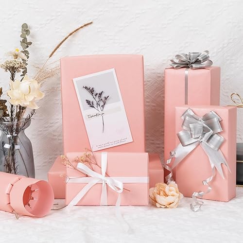 Miniatura 6 de NESCCI Papel de regalo rosa mate, papel de brillo perlado de color sólido, papel de regalo perfecto para bodas, día de San Valentín, cumpleaños,