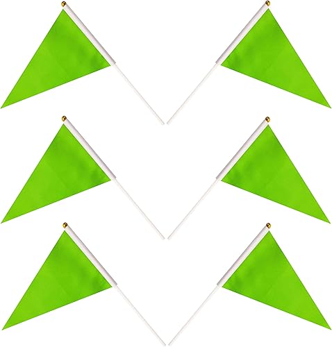 Miniatura 5 de Paquete de 25 banderas de banderines verdes, pequeñas banderas de mano de color sólido de graffiti en palos, celebración de eventos de fiesta,