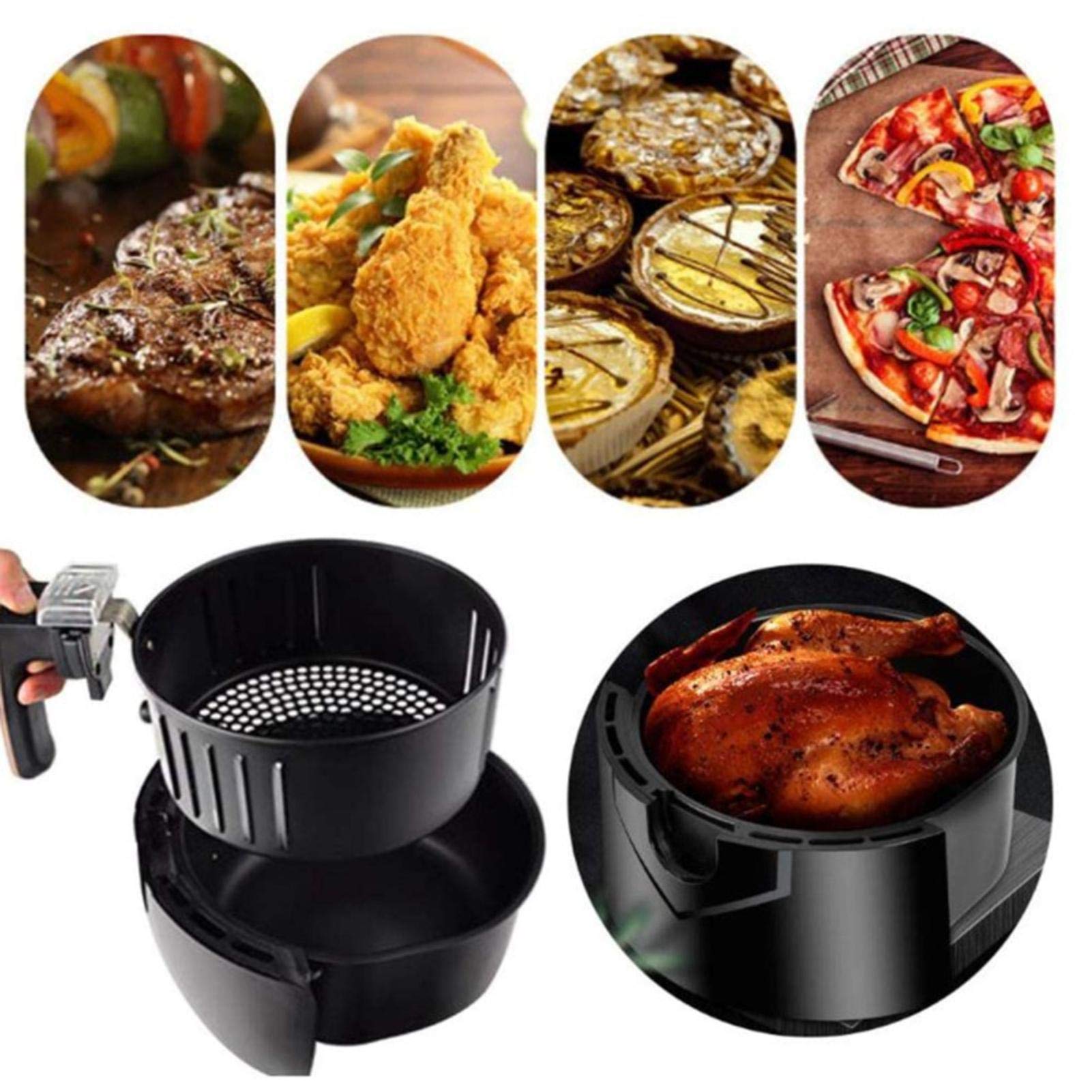 Cestino per friggitrice ad aria calda, 3,5 l, con rivestimento | antiaderente, per friggitrice ad aria calda, cestello di ricambio per friggitrice ad aria calda, cestello da cucina in ferro