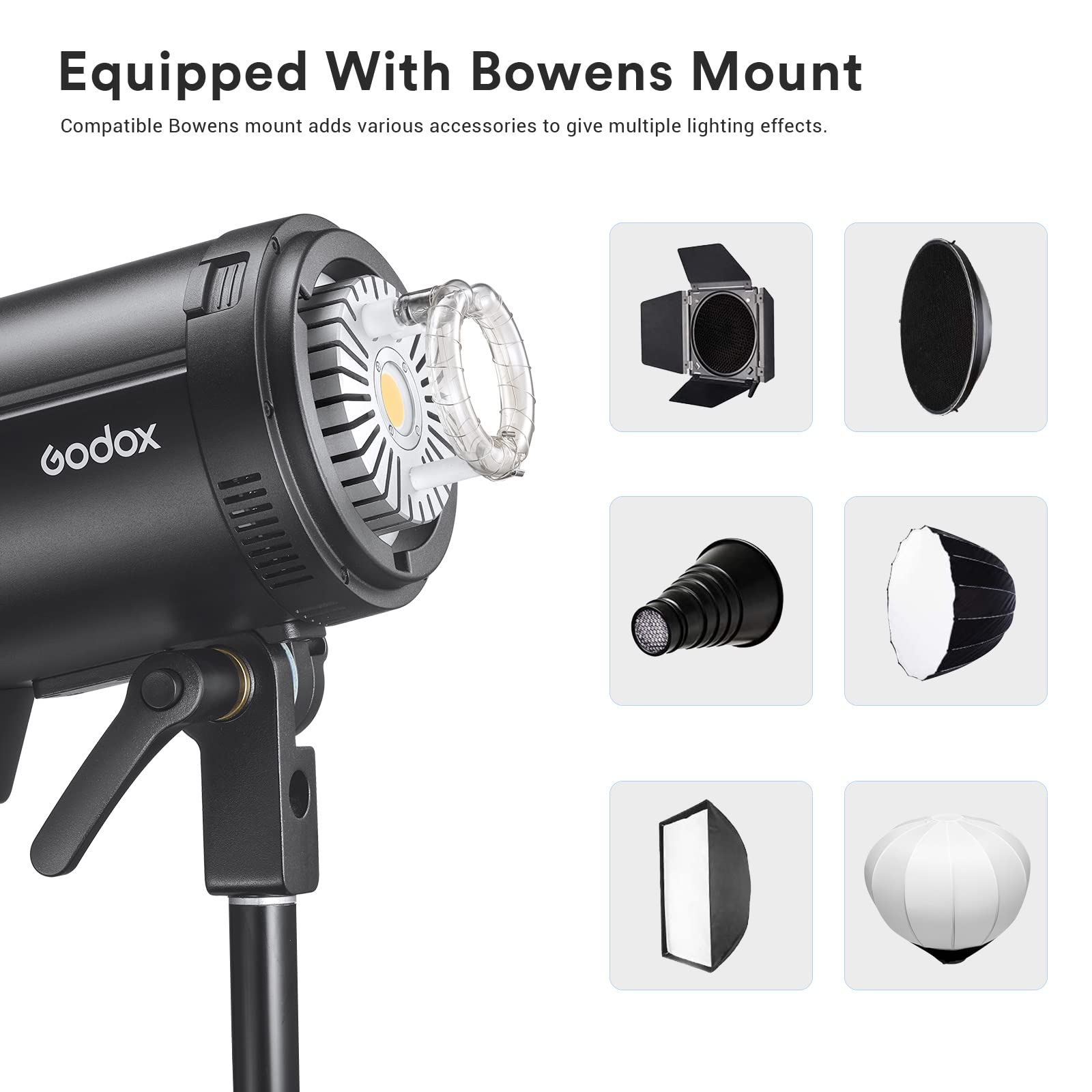 Godox DP600III-V Flash da studio,GN106 Tempo di riciclo 0,1-1S,1/2000-1/800s Durata flash, Sistema 2.4G X,Supporto Bowens con lampada da modellazione a LED da 30 W per matrimoni,fotografia di ritratti
