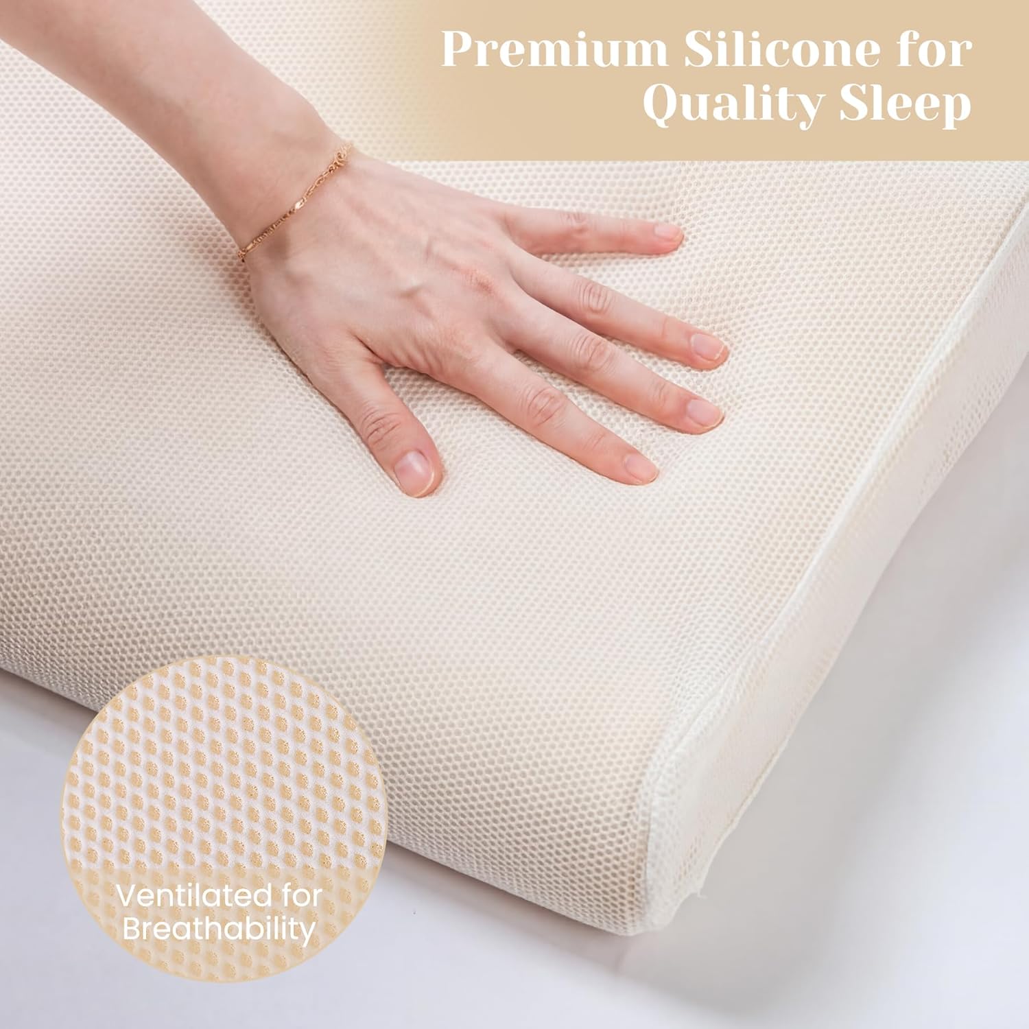 Silicone Pillow, Cooling 4D High Resilience Cervical Support for Neck Pain Relief, Hypoallergenic, Ideal for Side Sleepers & Post-Surgery Care (Standard, (Dual-Height Pillow))