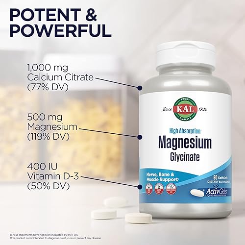 Miniatura 5 de KAL Cal-citrato +, citrato de calcio más vitamina D-3 y 500 mg de magnesio, soporte saludable para huesos y dientes, sin gluten y verificado en
