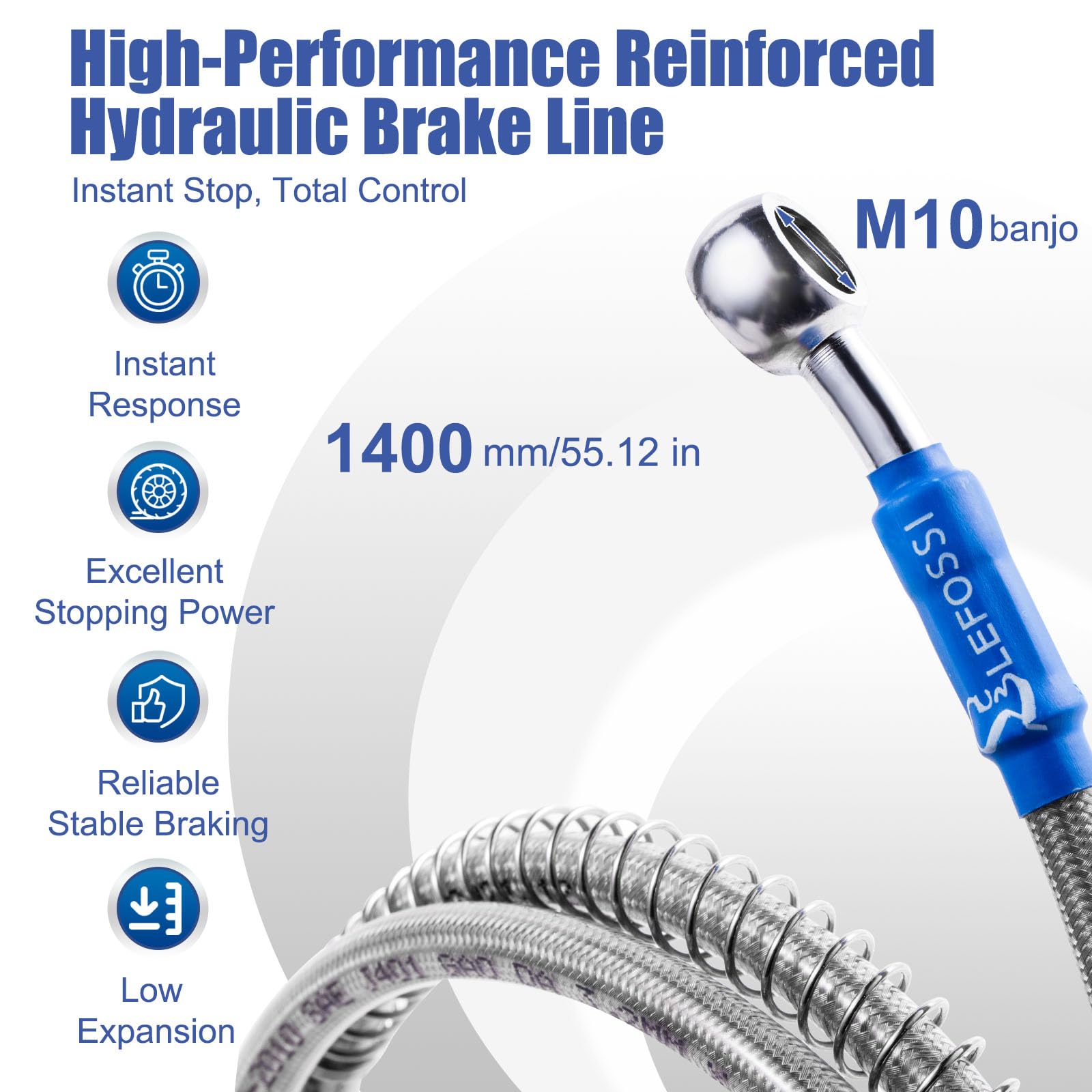 800mm 80cm LE LEFOSSI Universal Moto Tuyau De Frein Tressé En Acier Hydraulique Renforcer Frein Embrayage Huile Tuyau Tuyau De Conduite Pour Pit Dirt Bike Enduro Motocross Street Bikes Sport