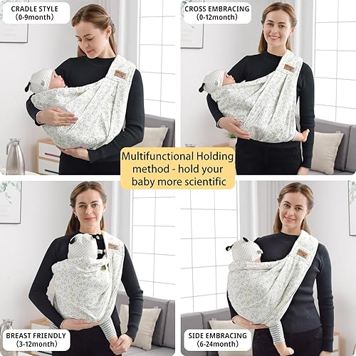 Miniatura 6 de Portabebés para recién nacido, ajustable y fácil de llevar, para lactancia, para mamá y papá, de algodón suave, soporte frontal para bebé, para