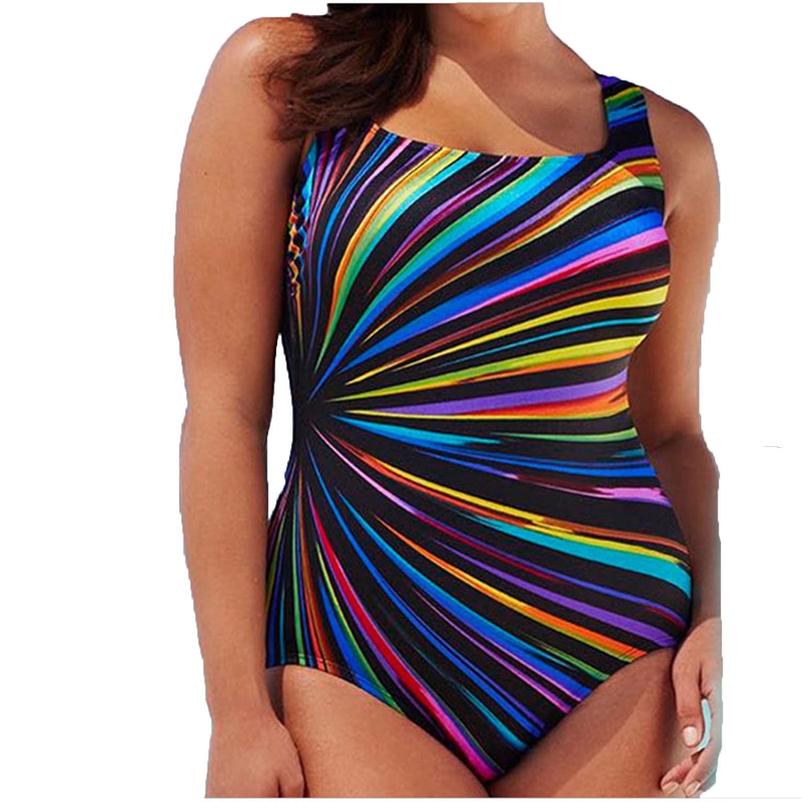 Womens 1 Piece Swimsuits Slimming Printing Exercise Swimming Suit Training Athletic Swimwear Sport Bathing Suits