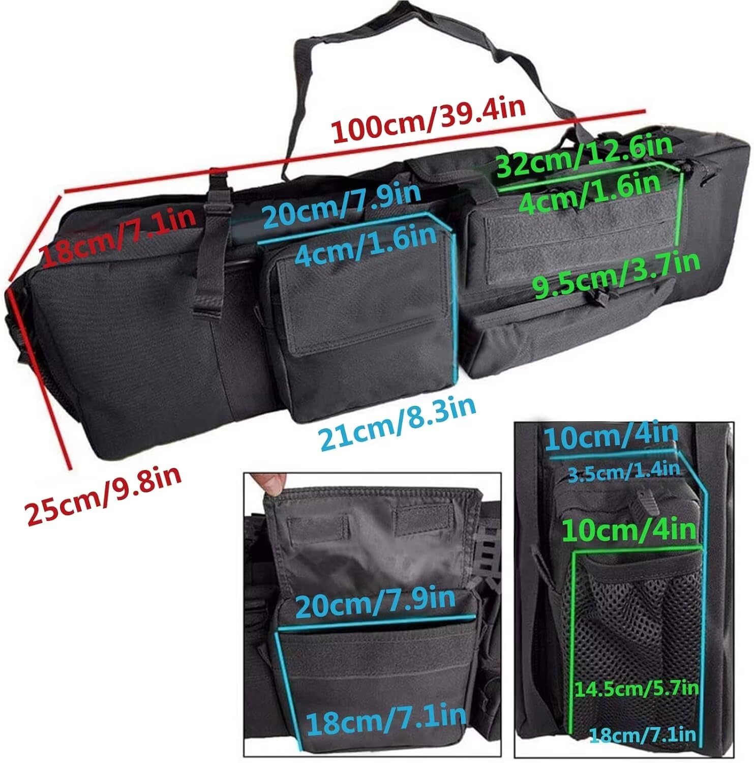 Generico Custodia Fucile,Borsa per Fucile M249,Fodero Porta Fucili Imbottito,Custodia Doppia per Fucile,Softair,Spedizione di Caccia,Paintball,Oxford 600D