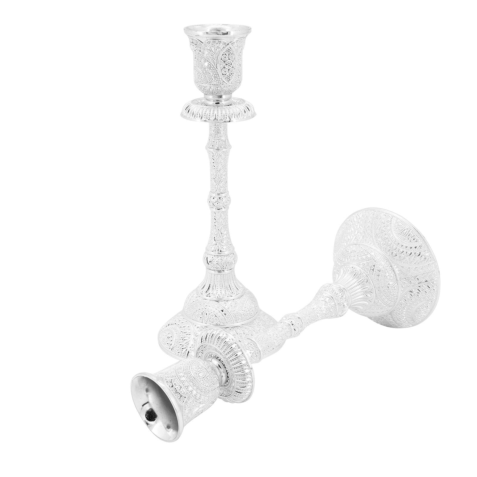Candelabros cónicos, Juego de 2 candelabros chapados en Plata/Oro para Adornos de Sala de Estar, centros de Mesa, decoración del hogar (Plata)