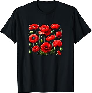 Botanical Red Poppies - Red Poppy Flowers - T-Shirt