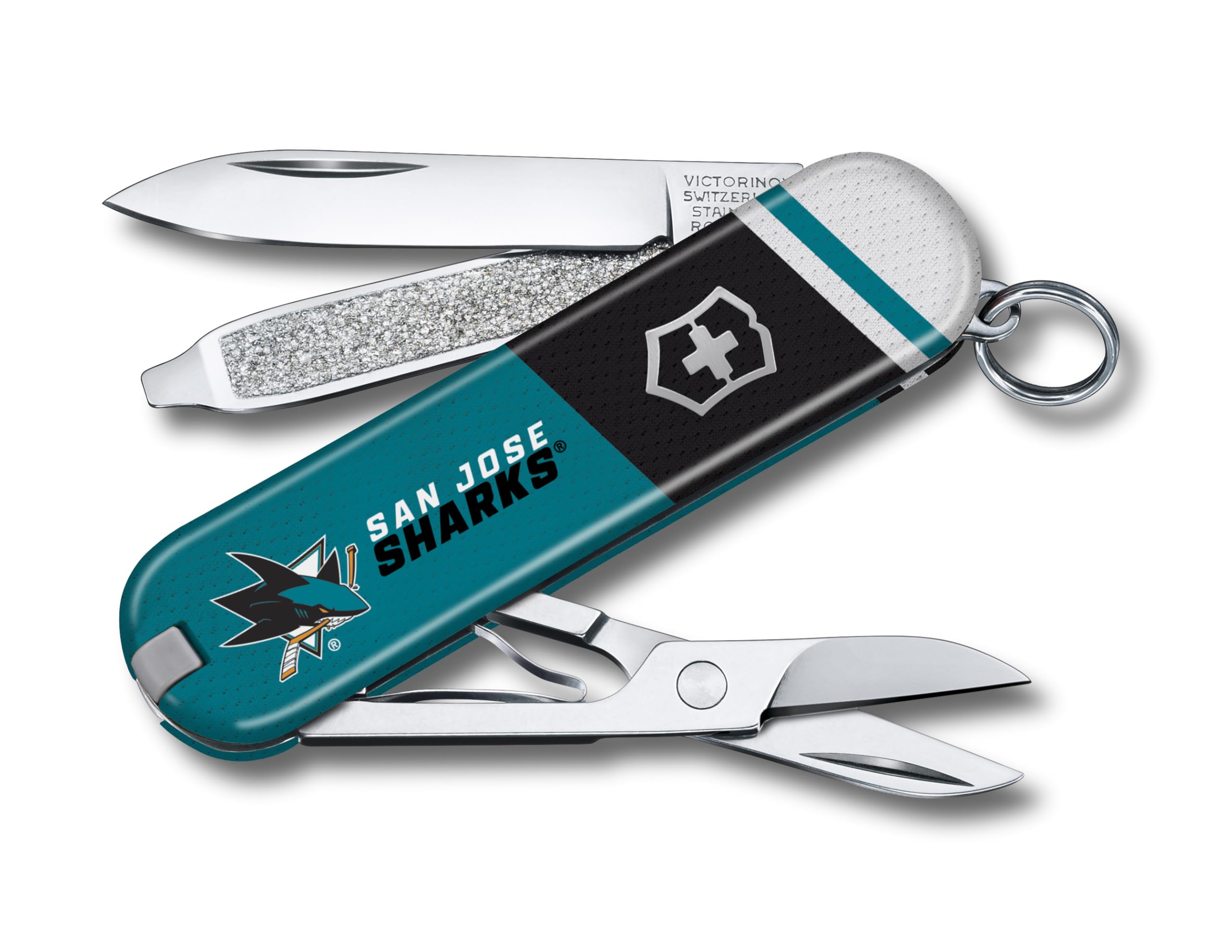 Victorinox Classic SD Swiss Army Knife – Compact 7 Function Swiss Made Pocket Knife with Small Blade, Screwdriver and Key Ring – San Jose Sharks