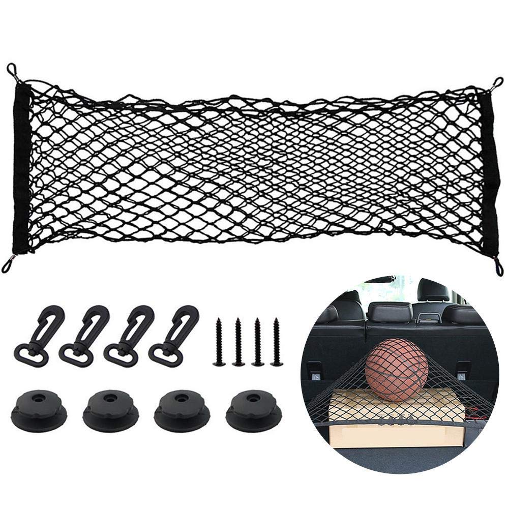 Tronco Universale Organizer Tronco Posteriore Borsa a Rete a Rete Borsa in Nylon Flessibile Adesivo da Parete per Auto con 4 Ganci