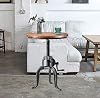 Topower Industrial Retro Side Table Antique Mechanic DIY Crank Height Ajustable Cast Iron Three-Legged Farmhouse Accent End Table