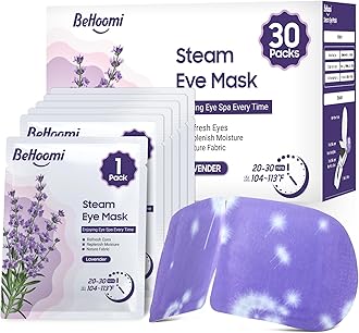 BeHoomi 30Packs Steam Eye Mask, Heated Eye Mask Warm Compress for Eyes, Self Heating Disposable Steam Mask for Home Sleep, Spa, Travel Essentials & Relaxation Gifts, Stocking Stuffers (Lavender)