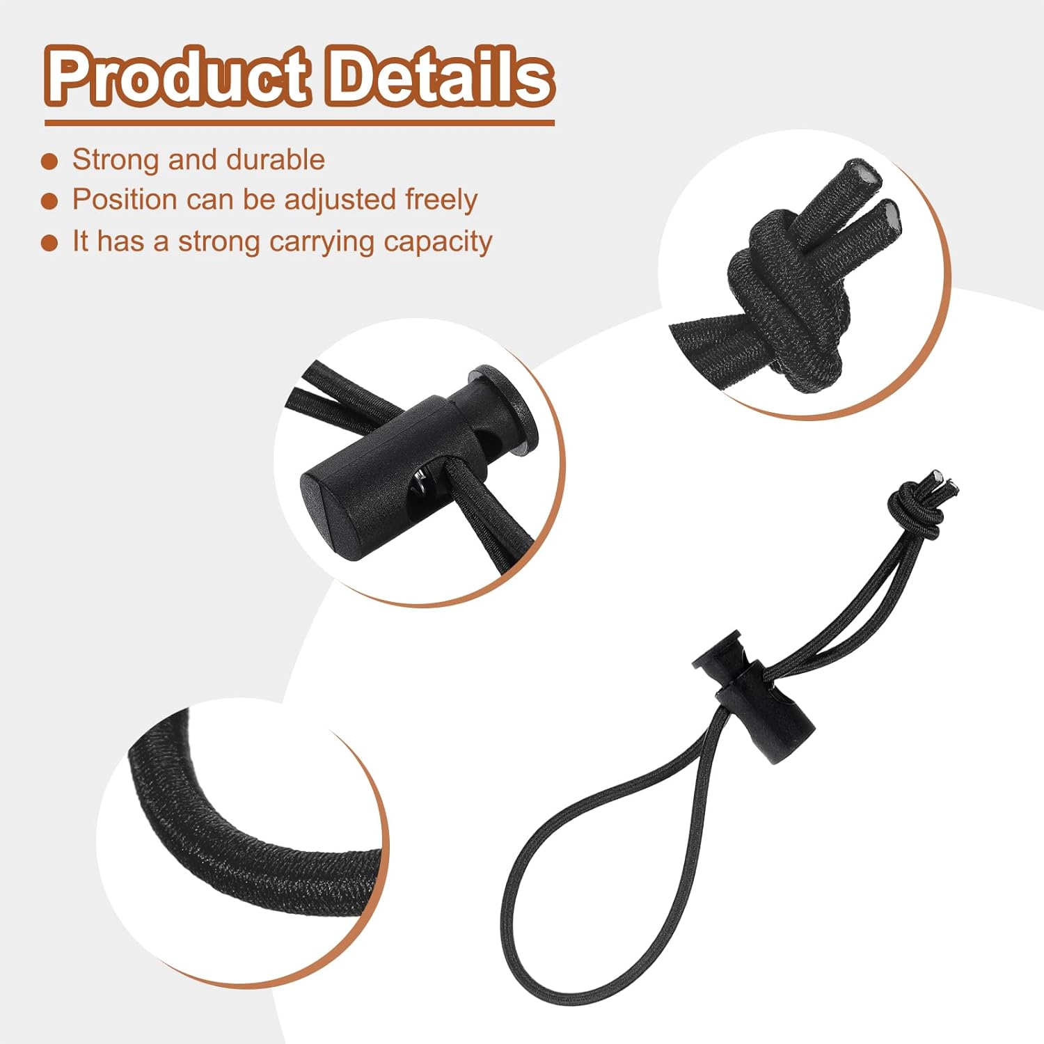 HARFINGTON 10pcs Elastic Cable Tie 5.9" Multipurpose Extra Thick Cable Organizer Adjustable Cable Strap Toggle Tie Reusable Tangle for Home Office Travel, Black