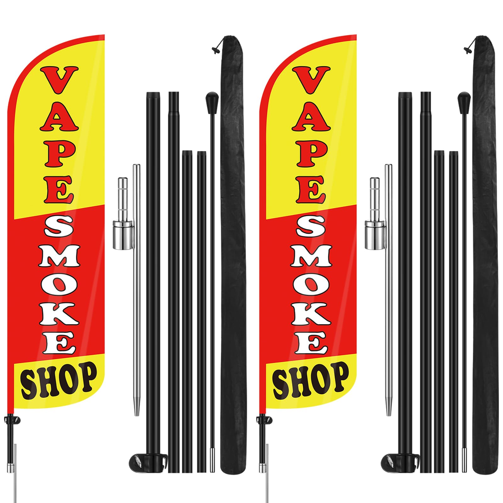 Photo 1 of ***BROKEN STAND***
Hahafelt 2 Pack 15 Feet Smoke Shop Flags Feather Signs Smoke Shop Swooped Banners with Flag Pole Kit for Outside Outdoor Business Advertising Decoration