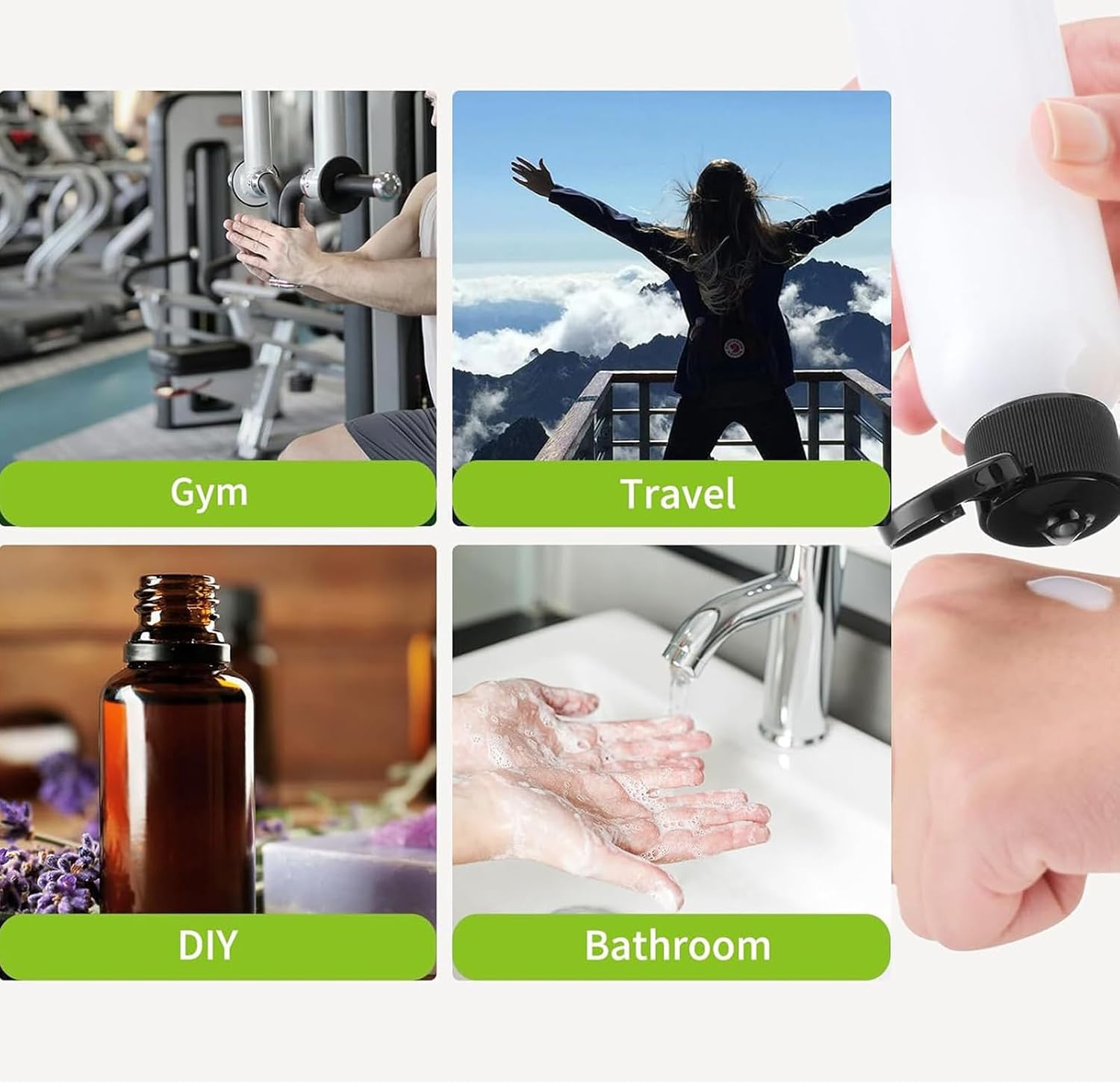 Jugaoge Leak Proof Shampoo Bottles Refillable Plastic Travel Container Small Flip Top Bottle for Home 5pcs Black One Size