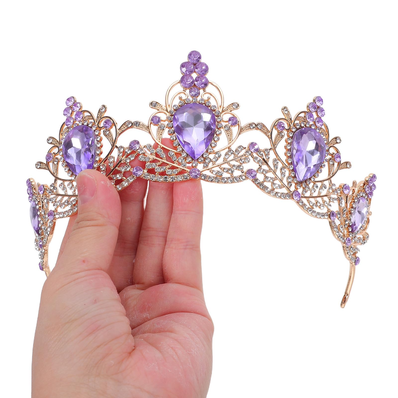 Healeved 5 Piezas Tocado de Novia Vintage Barroco Cristales de Imitación Púrpura, Ligera y Cómoda para Bodas y Halloween, Accesorio Elegante para Mujer