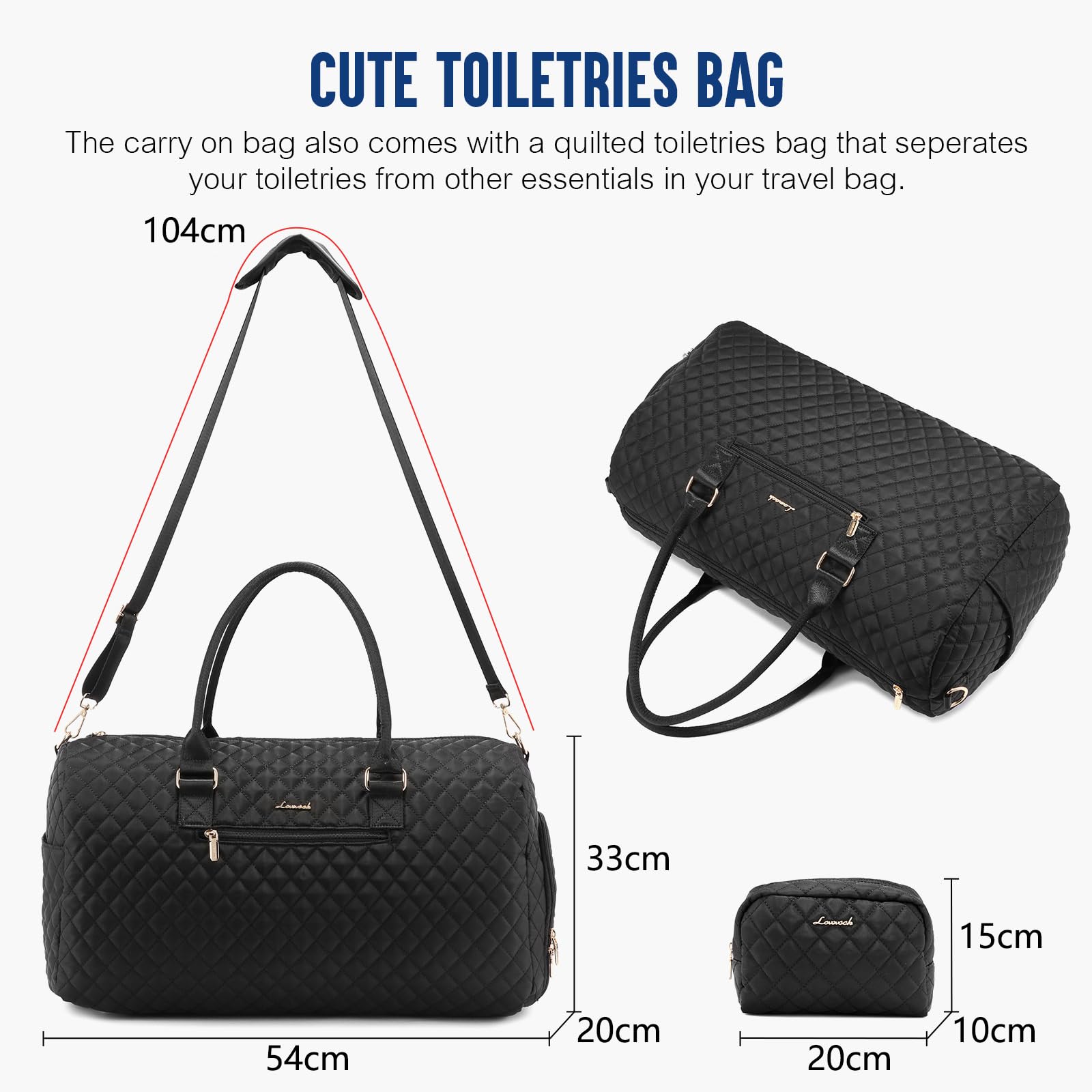 LOVEVOOK Borsone da Viaggio Donna Palestra con Scomparto per le Scarpe, Grande Borsa Parto Ospedale Mamma Nascita, Impermeabile, Piscina, Sportiva, Travel Duffel Gym bag Nero