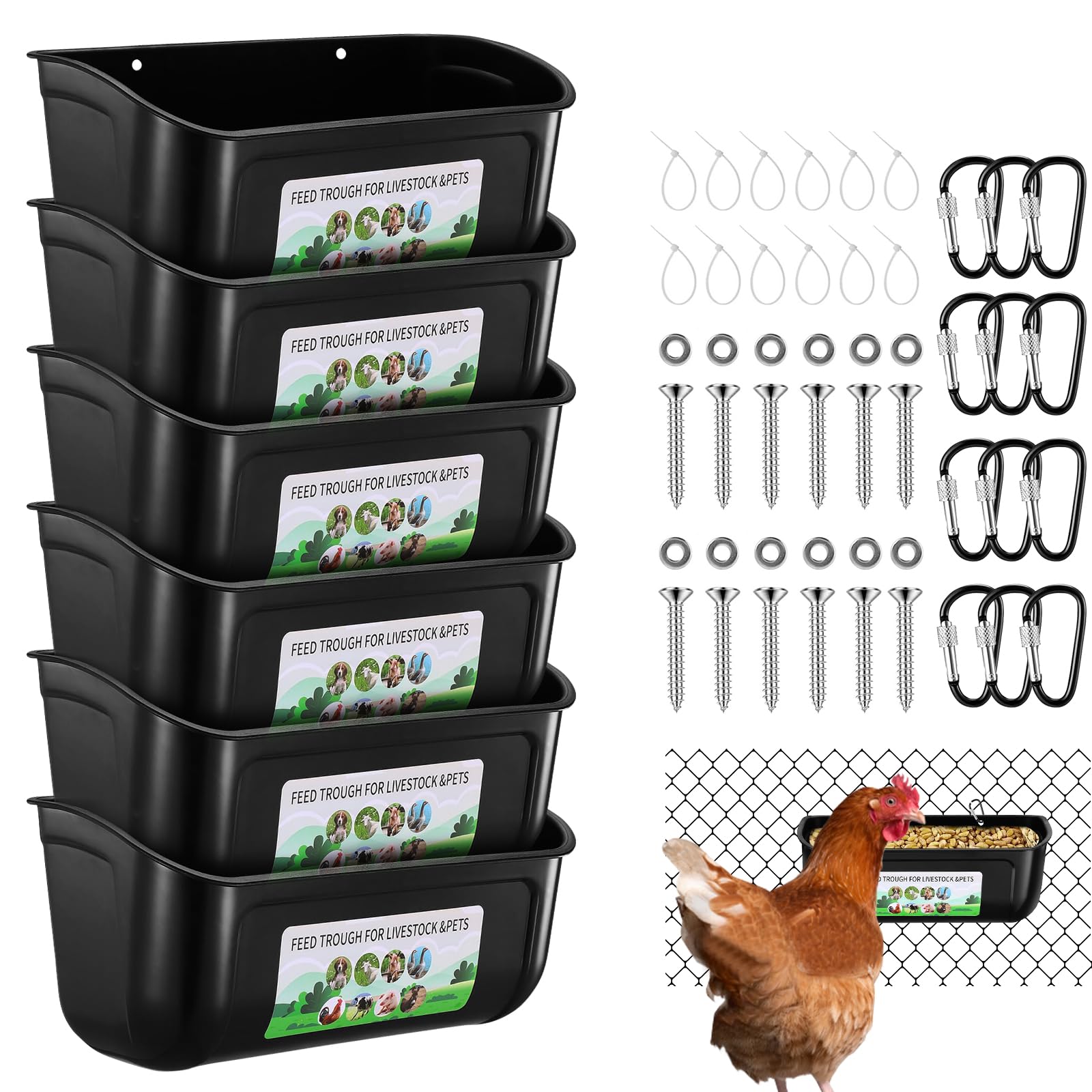 JNYLYFC 6-Pack Chicken Feeder Waterer