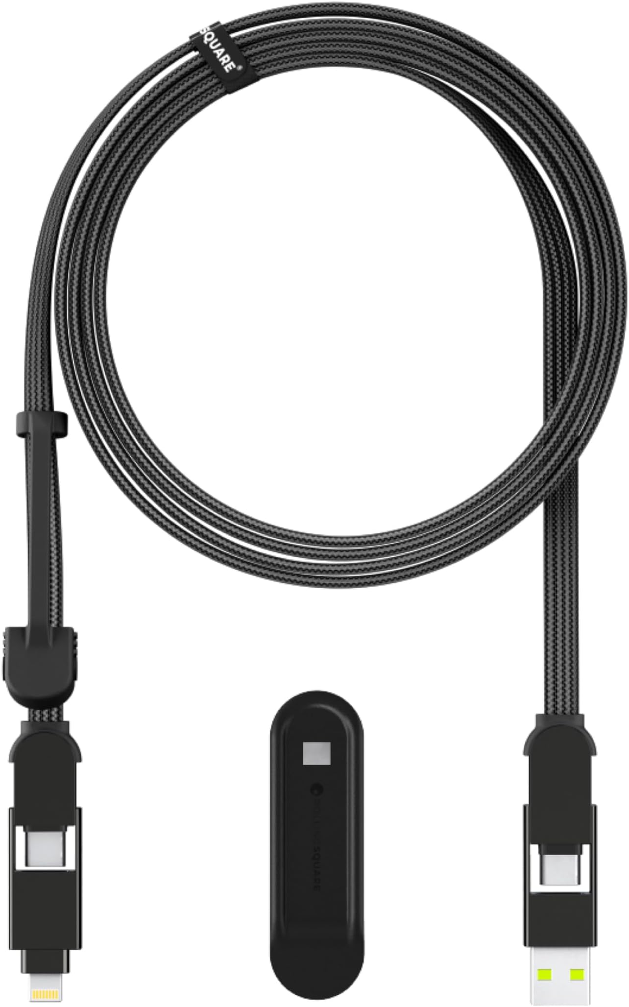 Rolling Square inCharge XL 6 in 1 Multi Charging Cable, 100W Fast Charging Portable USB Cable, 2m Black