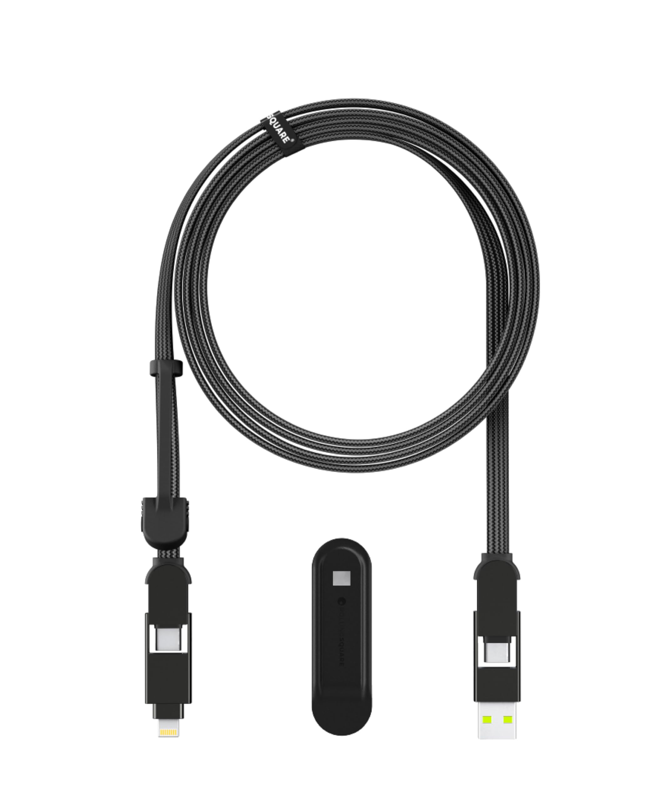 Rolling Square inCharge XL 6 in 1 Multi Charging Cable, 100W Fast Charging Portable USB Cable, 2m Black