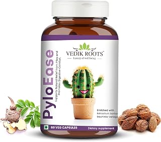 PyloEase | Ayurvedic Herbal Supplement Traditionally Used to Support Digestive Comfort & Daily Balance | Associated with Relief from Digestive Discomfort | 60 Veg Capsules, (Pack of 1)